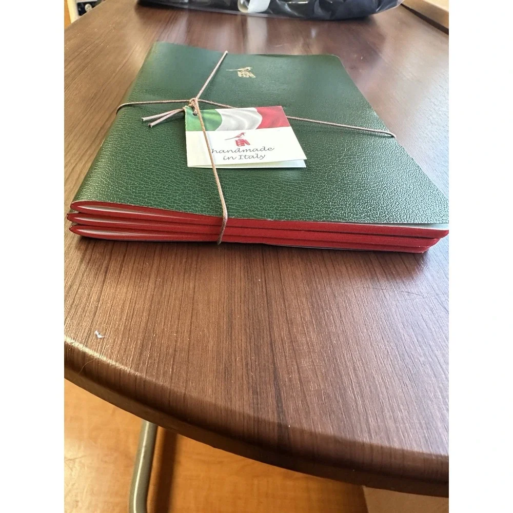 NWT BIEFFE 3 Journal Writing Notebooks.Dark Green.Handmade in Italy. 5.5